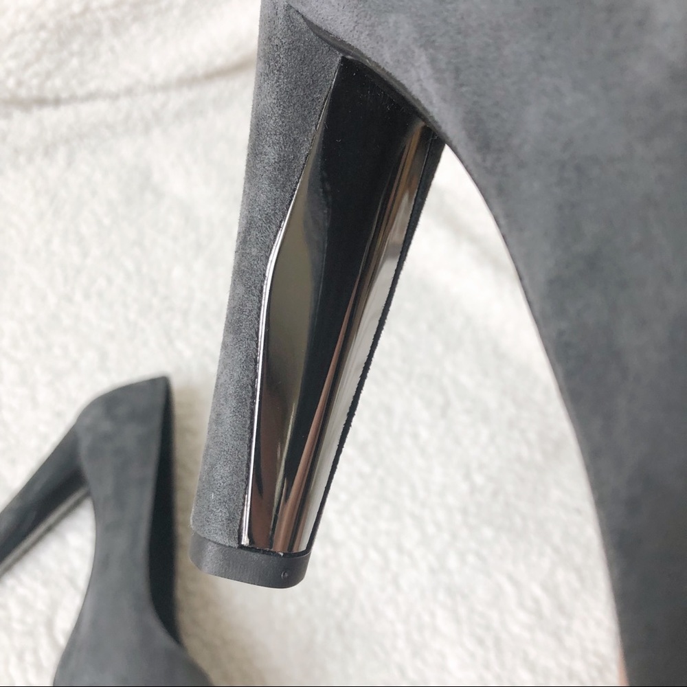 Stuart Weitzman Grey Suede Open Toe Block Heel - image 5